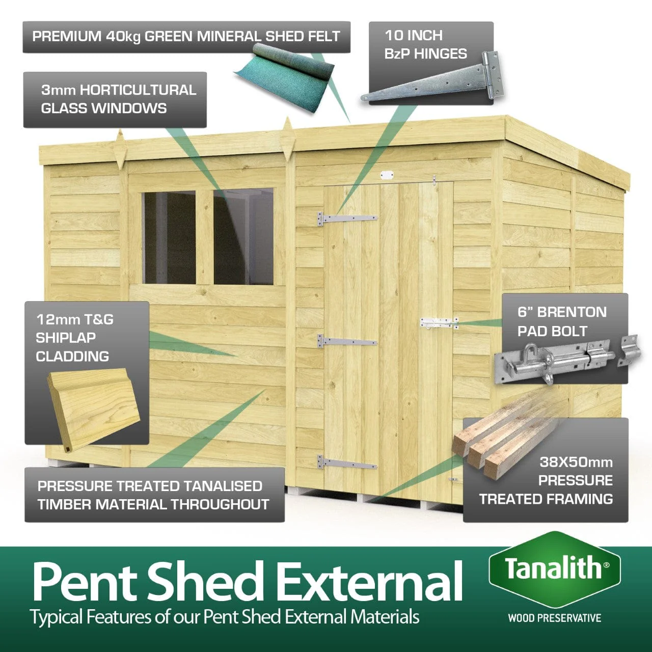 Pent Shed 8ft x 6ft - Image 7